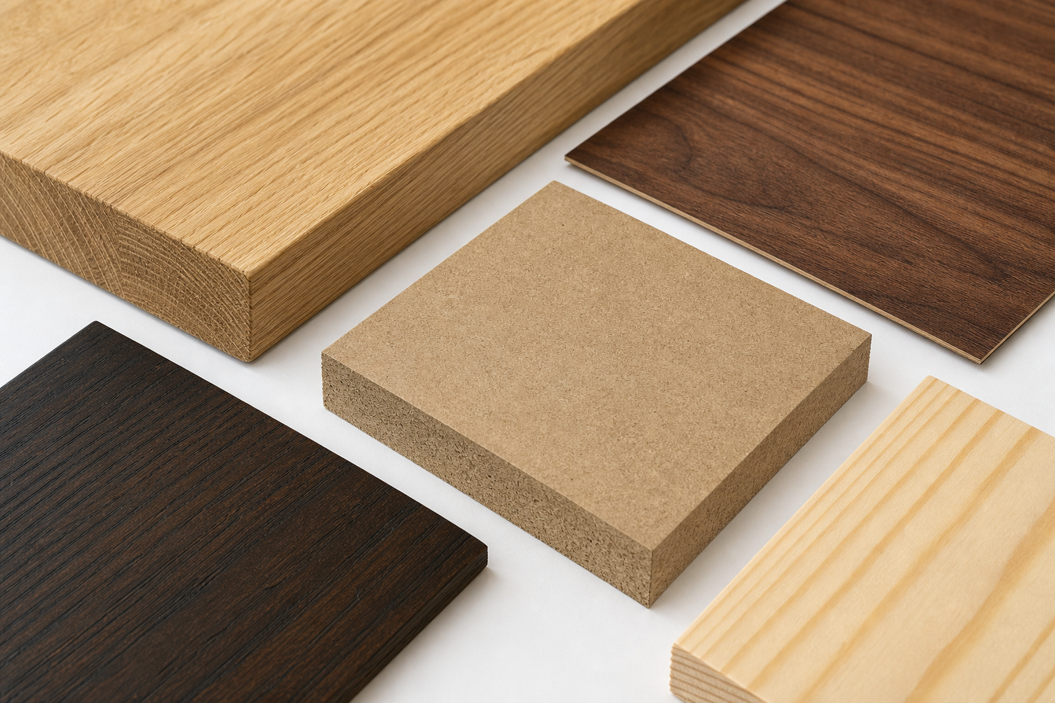 Verschiedene Holzmaterialien im Vergleich